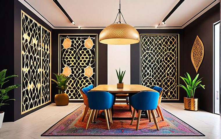 ** A vibrant coworking space with diverse professionals collaborating. Show a mix of traditional Arabic design elements (patterns, lighting) blended with modern office aesthetics. Emphasize a sense of community and creativity. Keywords: modern, traditional, collabrative, professional, community.
**