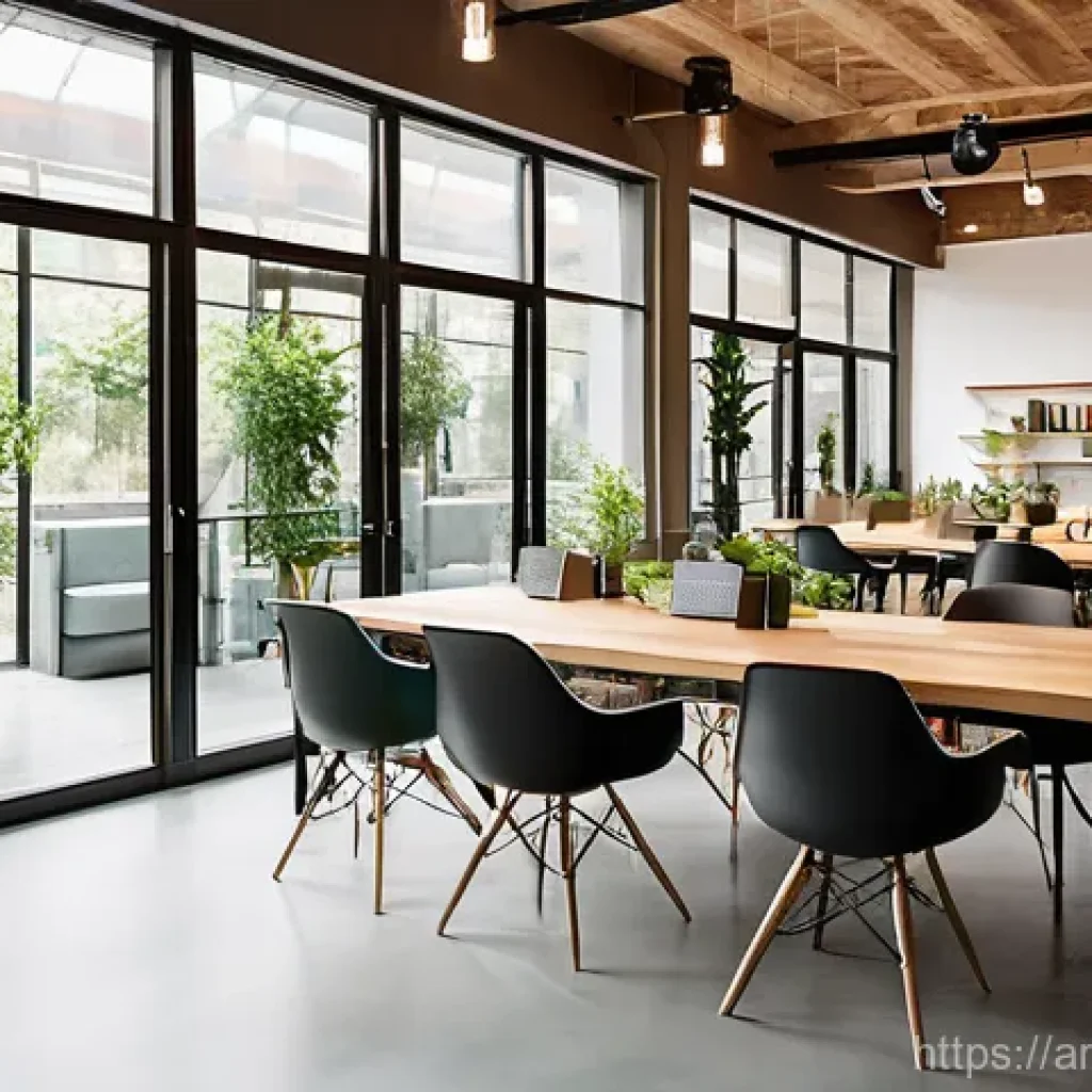 코워킹 스페이스에서의 신제품 출시 전략 - **A bustling, sun-drenched co-working space, alive with the energy of diverse young professionals an...
