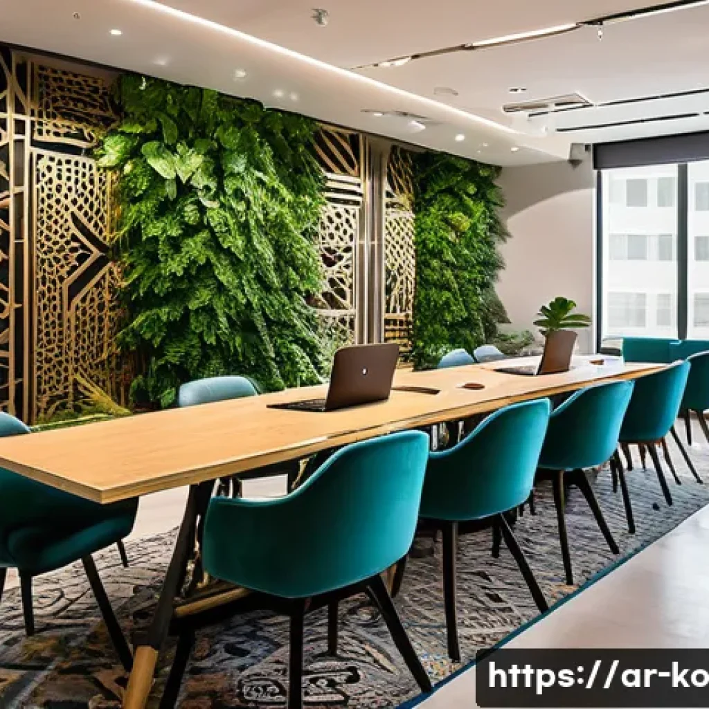 코워킹 스페이스의 확장 가능성 - A modern coworking space in a large Arab city like Riyadh or Dubai, featuring an open-plan layout wi...