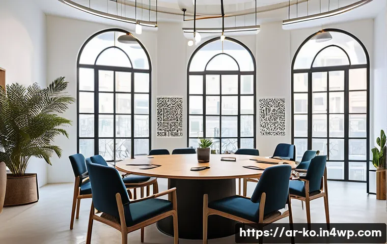 코워킹 스페이스에서의 이벤트 기획 방법 - A modern coworking space in a Middle Eastern city, designed for interactive workshops: small meeting...