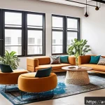 Home 22 코워킹 스페이스에서의 고객 요구사항 분석 - A modern coworking space in a Middle Eastern city, featuring diverse work zones including quiet priv...