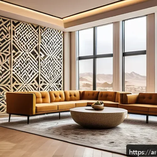 Home 33 코워킹 스페이스의 위기 관리 방안 - A modern coworking space in a Middle Eastern city, designed with warm earth tones and Arabic geometr...