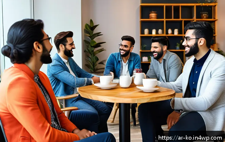 코워킹 스페이스의 커뮤니티 활성화 방안 - A vibrant coworking space filled with diverse professionals from Middle Eastern backgrounds engaging...